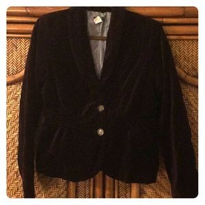 Purple velvet J Crew blazer peplum back